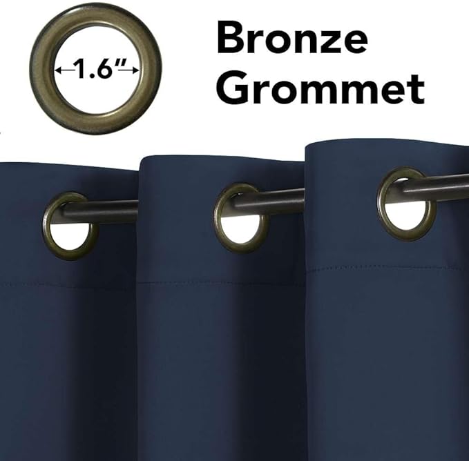 H.VERSAILTEX Premium Blackout Navy Curtains Thermal Insulated Home Fashion Window/Door Panel Drapes for Living Room,Antique Grommets,52" W x 84" L - Set of 2