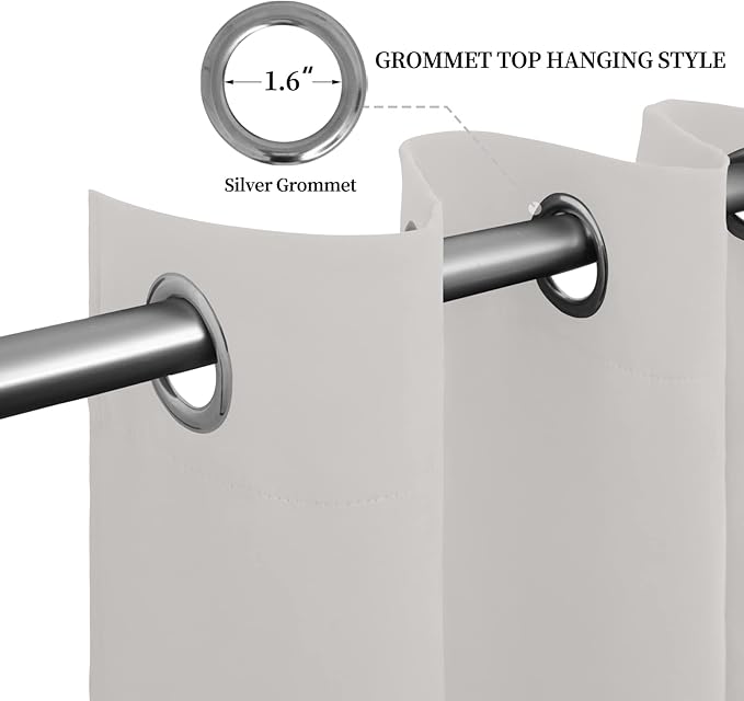 Easy-Going Blackout Curtains for Bedroom, Solid Thermal Insulated Grommet and Noise Reduction Window Drapes, Room Darkening Curtains for Living Room, 2 Panels (52x96 in, Light Linen)