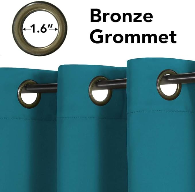 H.VERSAILTEX Blackout Room Darkening Window Treatment Curtains,Grommet Drapes,52 by 96 - Inch - Turquoise Blue - Set of 2