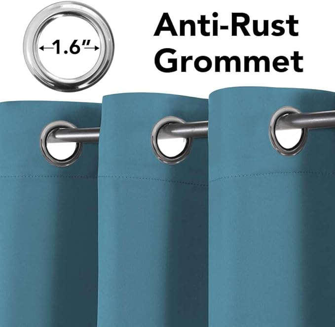 H.VERSAILTEX Blackout Window Treatment Curtains/Panels, Thermal Insulated Room Darkening Solid Grommet Drapes for Bedroom/Living Room Window (52 Inch by 108 Inch, Storm Blue, Set of 2)