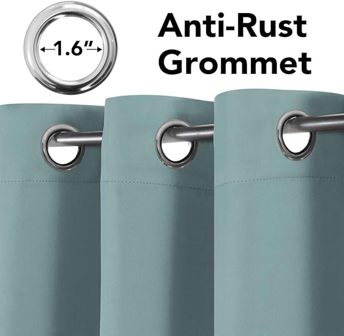 H.VERSAILTEX Blackout Window Treatment Curtains/Panels, Thermal Insulated Room Darkening Solid Grommet Drapes for Bedroom/Living Room Window (52 Inch by 108 Inch, Mineral Blue, Set of 2)