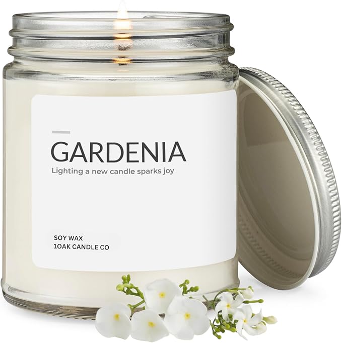 1OAK Soy Wax Scented Candles (Gardenia) - Long Burning Premium Hand-Poured (7oz.)
