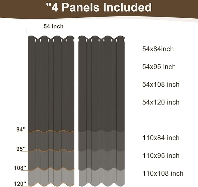 HolidayIdeas 4 Panels Linen Outdoor Curtains for Patio Waterproof Curtains 54" Wide x 84" Long-Indoor/Outdoor Light Grey Curtains Waterproof, Privacy for Pergola, Porch, Gazebo, Backyard, Sunroom