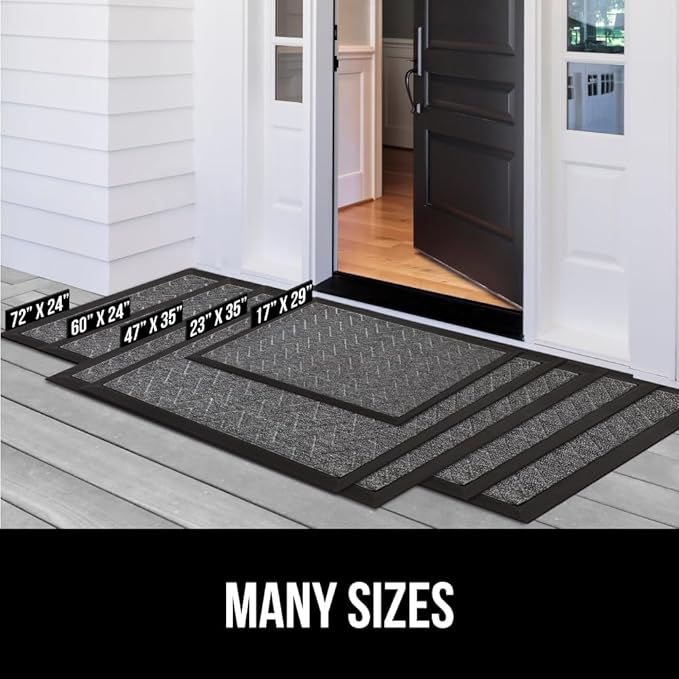 GORILLA GRIP 100% Waterproof All-Season WeatherMax Doormat 35x23, US Designed Natural Rubber, Stain and Fade Resistant, Low Profile Indoor Outdoor Door Mats, Easy Clean Patio Mat, Blue Sailing