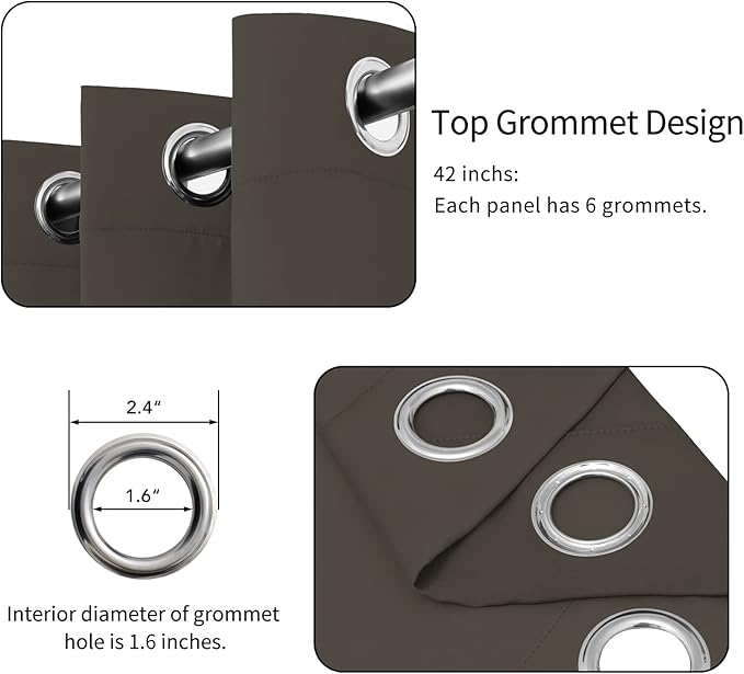 Easy-Going Blackout Curtains for Bedroom, Solid Thermal Insulated Grommet and Noise Reduction Window Drapes, Room Darkening Curtains for Living Room, 2 Panels(42x84 in, Taupe)