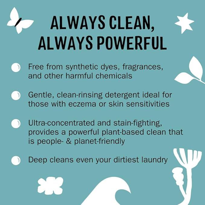 Molly's Suds Liquid Laundry Detergent | Clean Laundry Detergent Soap for Sensitive Skin | 2x Concentrated, High Efficiency (HE) | Unscented - 100 Loads