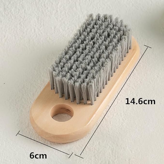 2 Pcs Wood Laundry Brush, Clothing Stain Remover Scrubber, Soft Bristle for Scrubbing Out Tough on Delicate, Easy to Grip Hand Washing Clothes