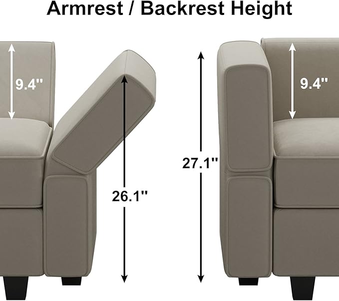 Belffin Modular Sectional Sofa Couch with Reversible Chaise Velvet L Shaped Couch with Storage 4-seat Convertible Sofa Grey…