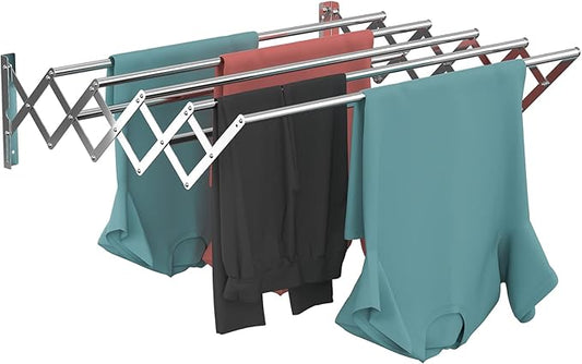 Guevara Wall Mounted Clothes Drying Rack,Stainless Steel Foldable Drying Rack for Laundry Room/Bathroom Tower，Easy to Install 31-inch Rod, 120 lbs Large Capacity- Indoor and Outdoor Use