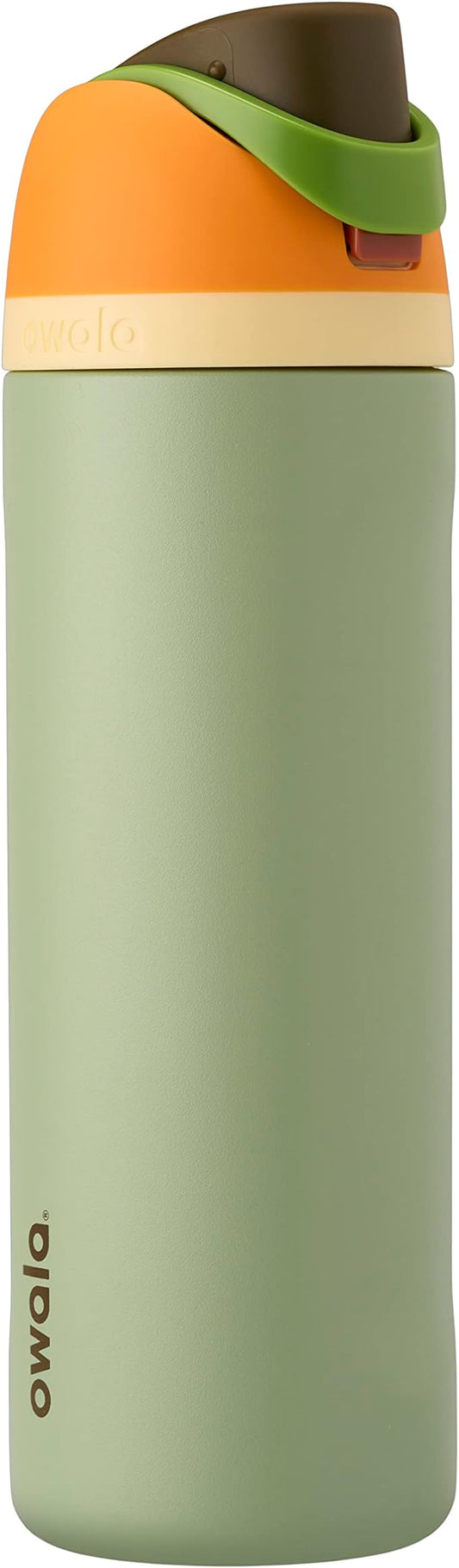 Owala FreeSip Insulated Stainless Steel Water Bottle with Straw for Sports and Travel, BPA-Free, 24-oz, Orange/Green (Camo Cool)