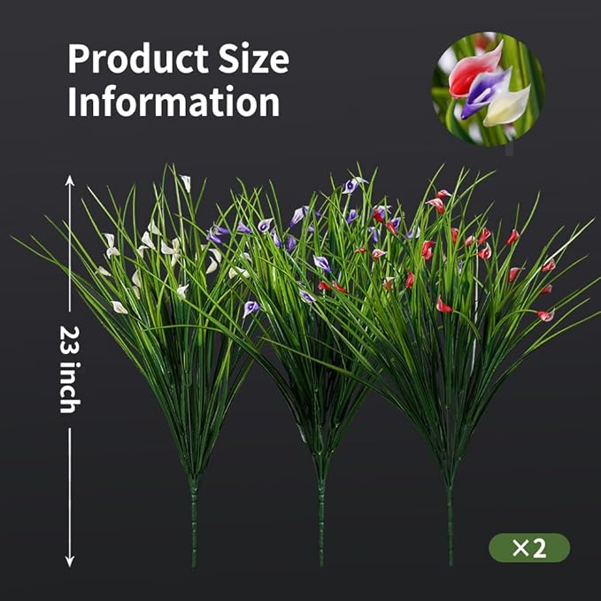 Melorca&Guilla Artificial Plants Outdoor 3PCS 23“ Fake Tall Grass,Faux Grass Plant,Artificial Grass Greenery Shrubs Bushes for Garden Porch Window Box Shop Office Home Décor