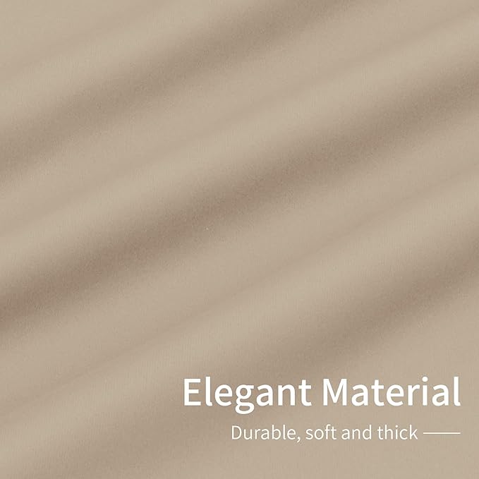 Easy-Going Blackout Curtains for Bedroom, Solid Thermal Insulated Grommet and Noise Reduction Window Drapes, Room Darkening Curtains for Living Room, 2 Panels(42x63 in, Beige)