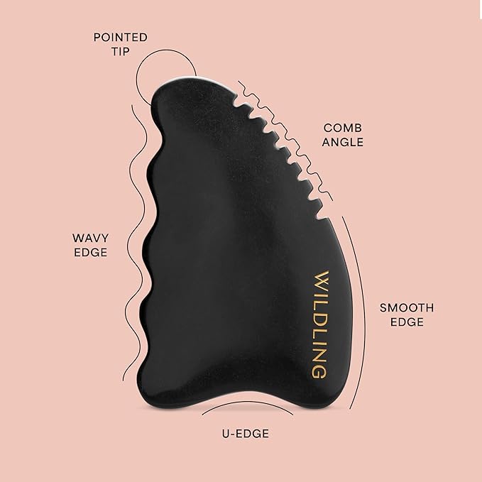 Wildling Aura Stone Gua Sha Body Stone I Body Massage Stone to Tighten, Tone, Sculpt + Smooth I Patented Design Crafted with 100% Authentic Bian Stone