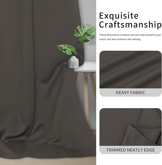 Easy-Going Blackout Curtains for Bedroom, Solid Thermal Insulated Grommet and Noise Reduction Window Drapes, Room Darkening Curtains for Living Room, 2 Panels (42x95 in, Taupe)