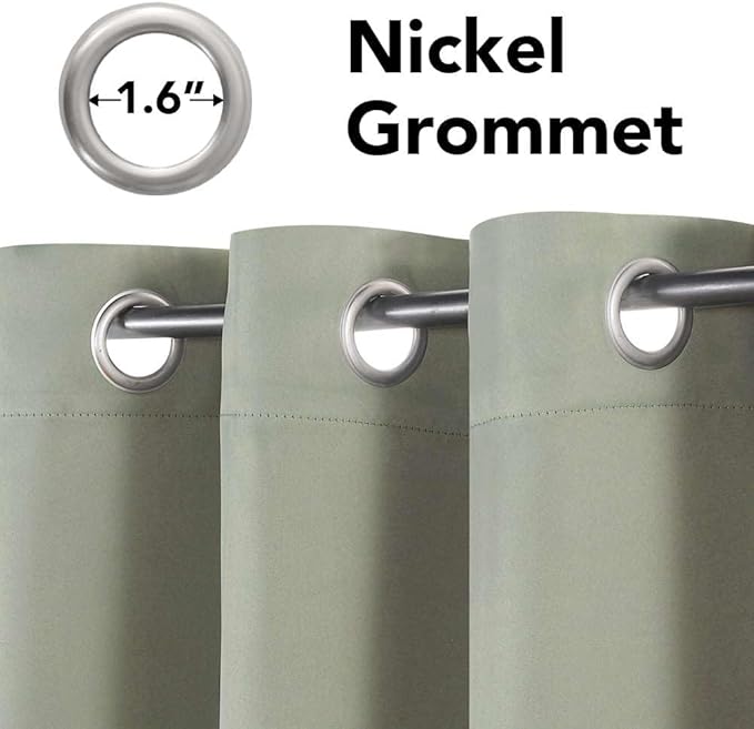 H.VERSAILTEX Blackout Room Darkening Thermal Insulated Grommet Window Curtain for Living Room, Light Sage,52x63-inch,Sold by 2 Panels