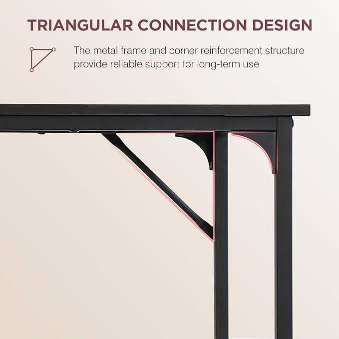 PayLessHere | 39 Inch Computer Desk | Black | Office Desk with Metal Frame, Adjustable Feet | Water-Resistant, Scratchproof Surface | Sturdy Writing Table for Home Office or Study | Pack of 1