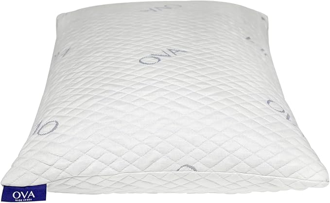 OVA - Queen Size Tri-Blend Memory Foam Hypoallergenic Pillow, Cooling Cover, Firm or Soft Customizable. Machine Washable, 100% Made in The U.S.A. 60 Day Risk Free Trial! (1 Pack, Queen)