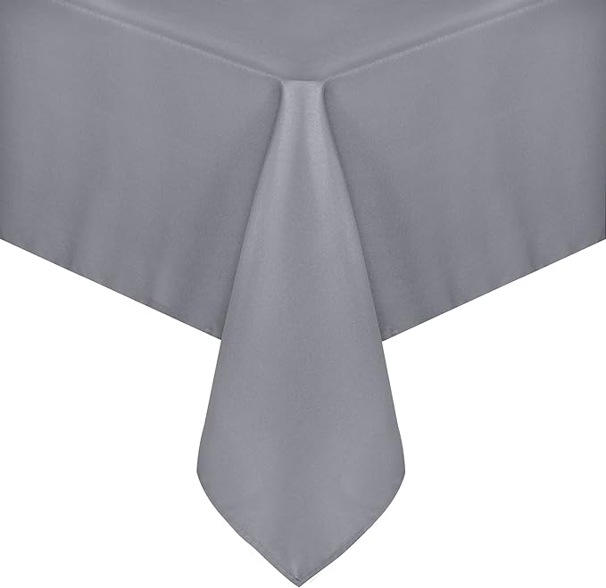 sancua Rectangle Tablecloth - 90 x 132 Inch - Water Resistant Spill Proof Washable Polyester Table Cloth, Decorative Fabric Table Cover for Dining Tables, Buffet Parties and Camping, Light Grey