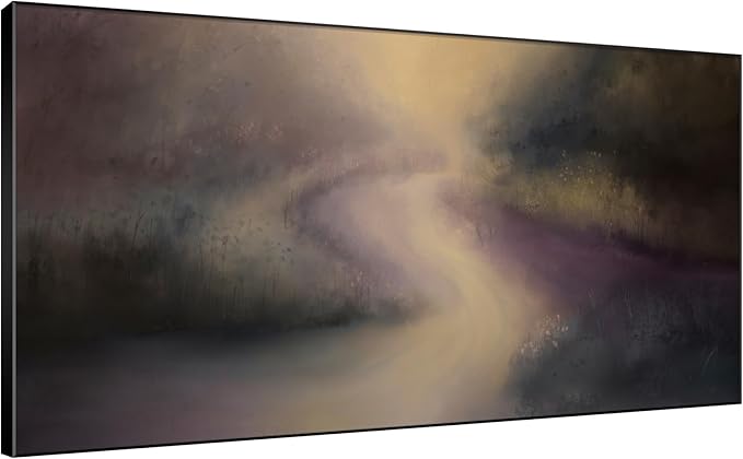 SIGNWIN 24"x46" Extra Large Framed Wall Art Golden Light River Path Dreamy Impressionist Landscape Illustration for Home Living Room Bedroom Decor (Frame Assembly Required)