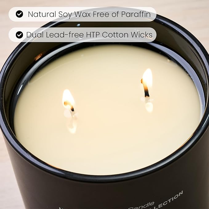 M&SENSE Natural Soy Candle| Leather Night | 16.6 oz, 95H Burn | Minimalist Scented Candle for Relaxation, Gifting, Home Décor | for Bedroom, Office, Party Large