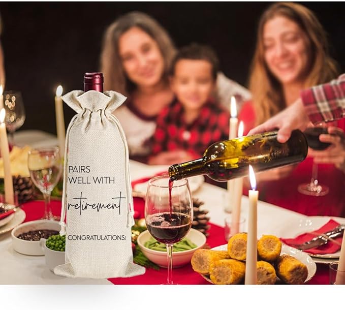 Pairs Well With Retirement Wine Bag, Colleague Farewell Retirement Gifts for Women Men, Coworkers Leaving Going Away Gifts Wine Bag Here's to Your Next Chapter Card New Job Gift-20