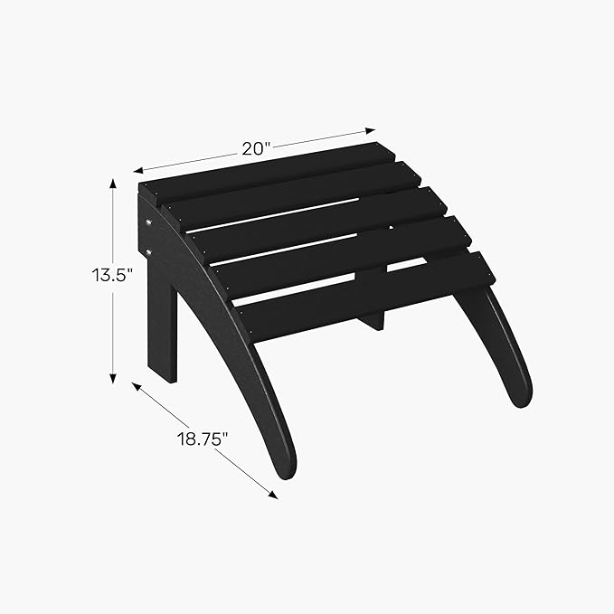 WestinTrends Outdoor Ottoman, Patio Adirondack Ottoman Foot Rest, All Weather Poly Lumber Folding Foot Stool for Adirondack Chair, Widely Used for Outside Porch Pool Lawn Backyard, Weathered Wood