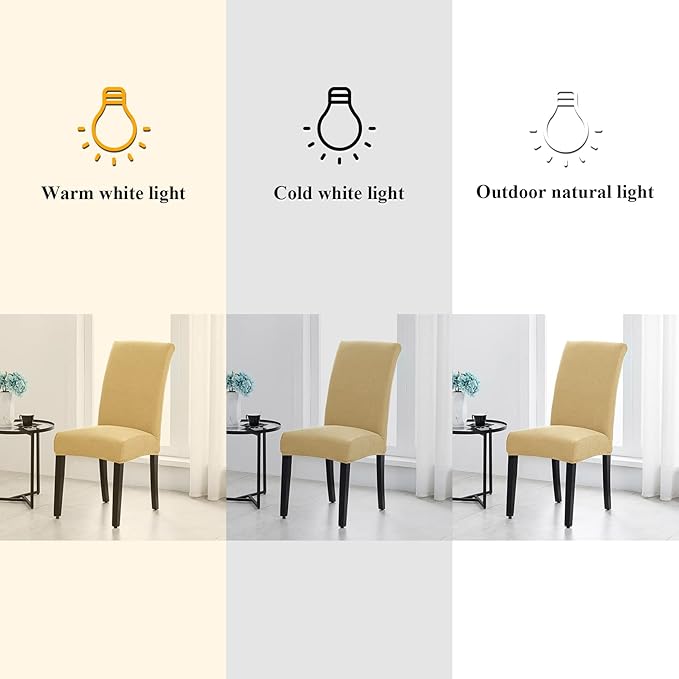 Joccun Chair Covers for Dining Room Set of 4,Dining Chair Slipcovers Stretch Dining Room Chair Covers Seat Protector,Washable Parsons Chair Cover for Home,Hotel(Parmesan,4 Pack)