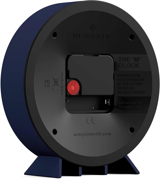 NEWGATE® M Mantel Echo Desk Clock | Modern Round Design | Navy Blue | Easy to Read Numbers | Contemporary Style for Desk, Table, Shelf or Bedside