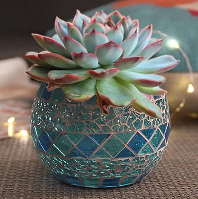 Votive Candle Holder Tea Lights - Glass Candle Holders, Mosaic Tealight Candle Holder, Candle Jar Cup for Wedding Centerpiece Party Table Decorations, Valentines Day Decor