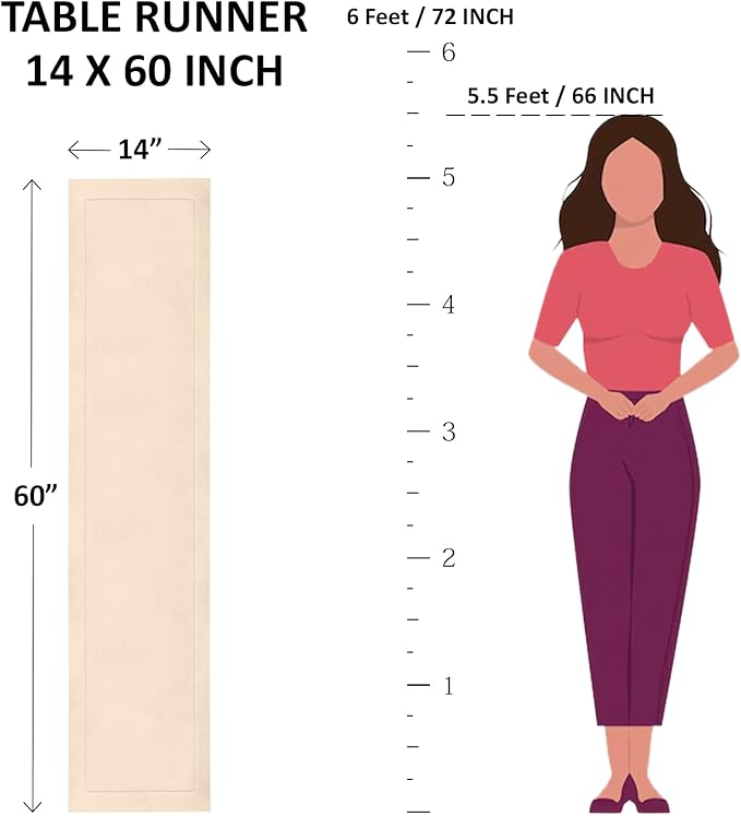 Solino Home Linen Peach Table Runner 60 Inches - 100% Pure Linen Short Table Runner 14 x 60 Inch Ideal for Dresser and Coffee Tables - Fete