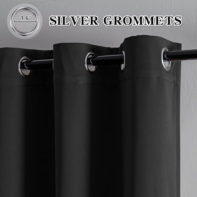 Blackout Curtains 84 Inch Length for Bedroom, Thermal Insulated Blackout Curtains 2 Panels Set, Solid Grommet Privacy Room Darkening Drapes for Living Room Windows(W52 x L84, Dark Grey)