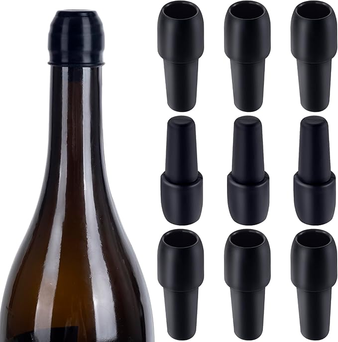 PAGOW 10 Pcs Reusable Wine Stoppers, Silicone Sparkling Wine Bottle Stopper, Wine Sealer Wine Stopper for Champagne Beer Beverage Prosecco Keeping Fresh