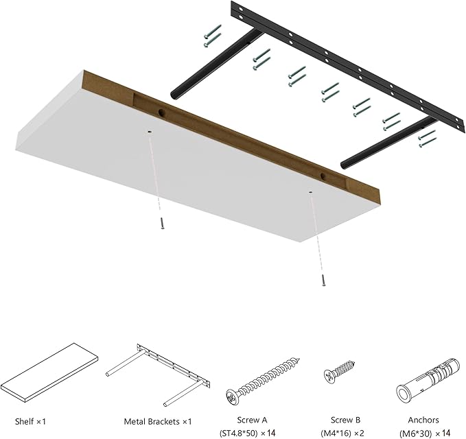 Large Floating Shelves for Wall Set of 3 Wooden Wall Shelves 36 in x 12.75 in x 2 in Room Decor Long Shelf with Invisible Wall Mount Bracket for Bedroom Kitchen Living Room White