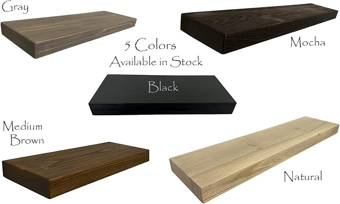 joelsantiques 24 Inch Wooden Floating Shelves for Wall - 24x8x2 in - Made of Natural Wood - Heavy Duty Rustic Wall Shelves for Bedroom - Perfect for Living Room, Kitchen - Mocha