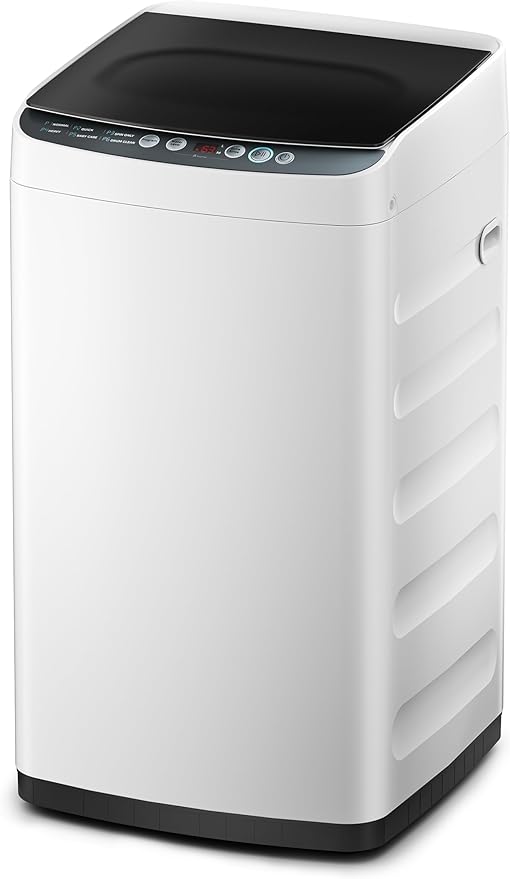Midea MLTW09M1BWW Portable Washer with 6 Cycles, Drum Clean, Quick, Stainless Steel Tub, Transparent Lid, LED Display Washing Machine, 0.9 cu. ft, White