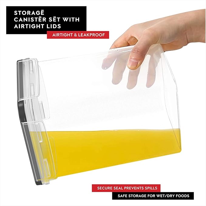 Extra Large Flour and Sugar Storage Containers 6.5L - 220 Fl. Oz 2 Pc Plastic Bulk Airtight Food Storage Rice Containers With Lids - Kitchen Pantry Organizer and Storage Canisters, Marker and Labels