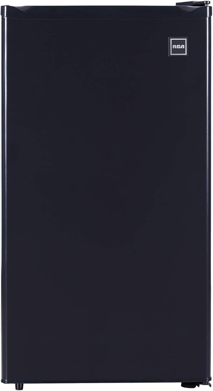 RCA RFR321-B-Black-COM RFR321 Single Mini Refrigerator-Freezer Compartment-Adjustable Thermostat Control-Reversible Doors-Ideal for Dorm, Office, RV, Garage, Apartment-Black Cubic Feet, 3.2 CU.FT