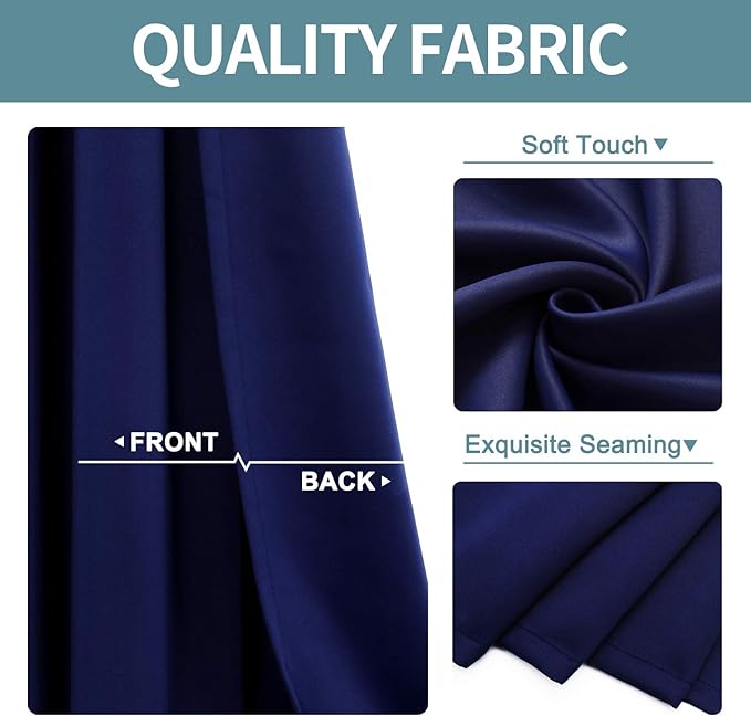 ChrisDowa Grommet Blackout Curtains for Bedroom and Living Room - 2 Panels Set Thermal Insulated Room Darkening Curtains (Navy Blue, 52W x 95L )in