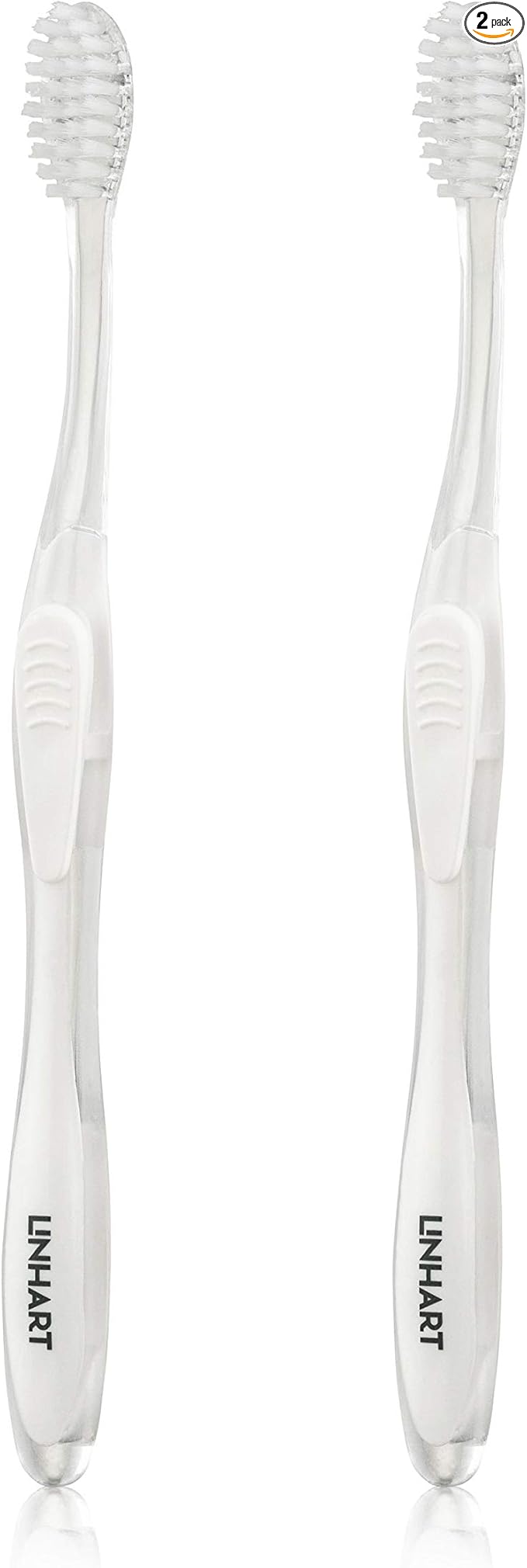 LINHART Extra Soft Toothbrush – Teeth Whitening Toothbrush with Multi Length Bristles, White with White Bristles, 2 Pack