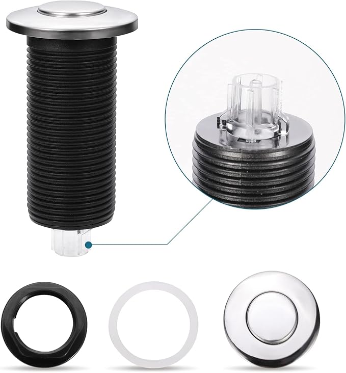 RQYEKDO Garbage Disposal Air Switch Kitchen Sink Top Long Stainless Steel Brushed Nickel Long 2.5" for Food and Waste Disposal On/Off Air Button Parts Copper…