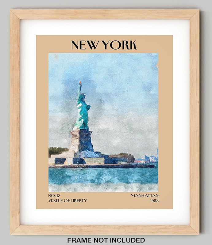 Retro Vintage New York Wall Art Print - 11x14 Unframed Poster - New York City Souvenirs, Cute Trendy Colorful Wall Decor (Statue of Liberty, 11x14")