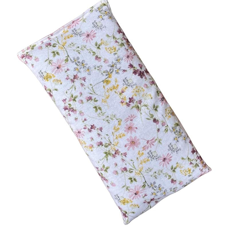 Large Microwave Heating Pad with Flax Seed, Scented or Unscented, Good For Back Pain or Cramps, Moist Heat Therapy or Ice Pack, Microwavable Bean Bag, 6" x 12" (Flannel Floral, Peppermint & Chamomile)