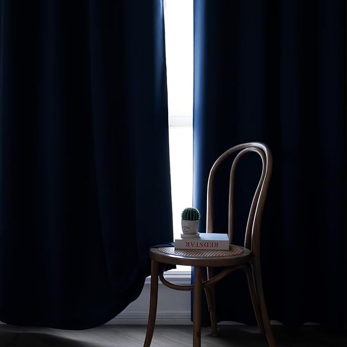 Blackout Curtains Custom Size for Bedroom 1 Panel, Thermal Insulated Blackout Curtains, Solid Grommet Privacy Room Darkening Drapes for Living Room Window (Customsize, Navy Blue)
