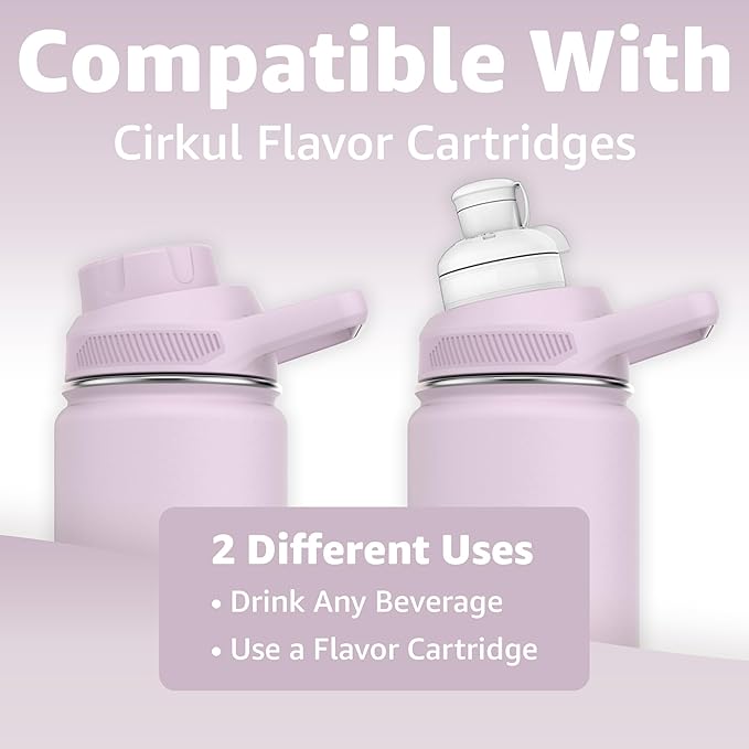 Chill Oasis Water Bottle | Compatible With Popular Flavor Cartridges | BPA Free, Leak Proof, Double-Walled Vacuum Insulated Stainless Steel, and Dishwasher Safe | Cold for 24 Hours (Lavender, 22oz)