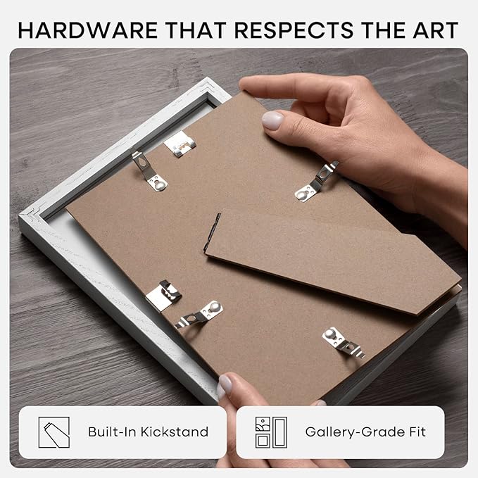 Homeforia 10x10 White Picture Frame, High-End Oak 10 x 10 Square Wooden Frames with Mat 8 by 8 Photo, 10by10 Wood Frame Matted to 8x8 Print, Wall or Tabletop Frames, Tempered Glass, Wall Kit, Set of 1