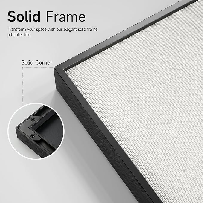 Framed Black and White Abstract Beach Canvas Wall Art, Modern Minimalist Art Prints Paintings Artwork for Walls, Ocean Wave Pictures for Living Room Dining Room Bedroom Bathroom Wall Decor 24x36 In