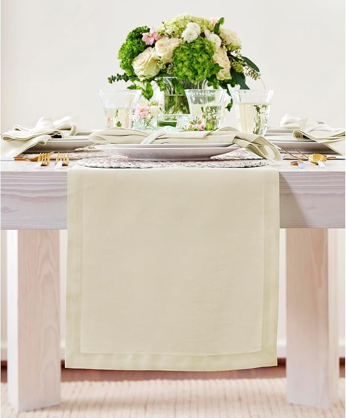 Solino Home Linen Table Runner 72 Inches Long - 100% Pure Linen Birch Table Runner 14 x 72 Inch for Fall, Autumn, Thanksgiving - Fete