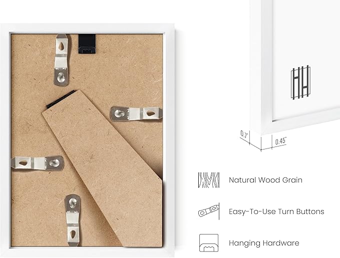 HAUS AND HUES 5x7 White Metal Picture Frames - Bulk Frames 5X7 - Features Premium Aluminum, Vertical Hanging, Easel Back for Tabletop, Home, Office (5x7 in, White, Set of 15)