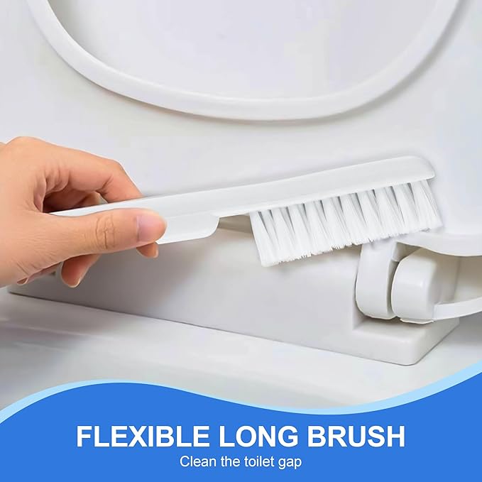 2 Pack Toilet Brush and Plunger Set, 3 in 1 Toilet Bowl Brush and Holder with Crevice Cleaning Brush Wall Mounted Household Bathroom Cleaning Tools Combo(2)
