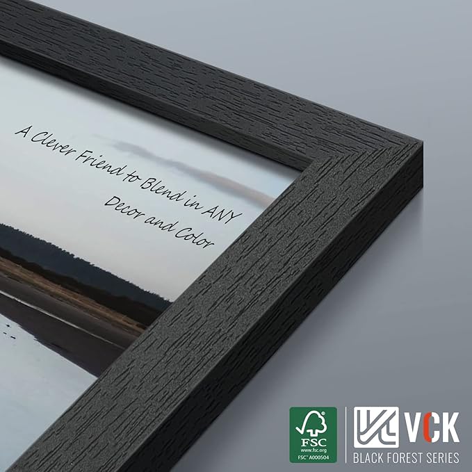 VCK 27x40 Solid Wood Poster Frames Set of 3, Exclusive Woodgrain Black Picture Frame, Wall Mounting Hanging
